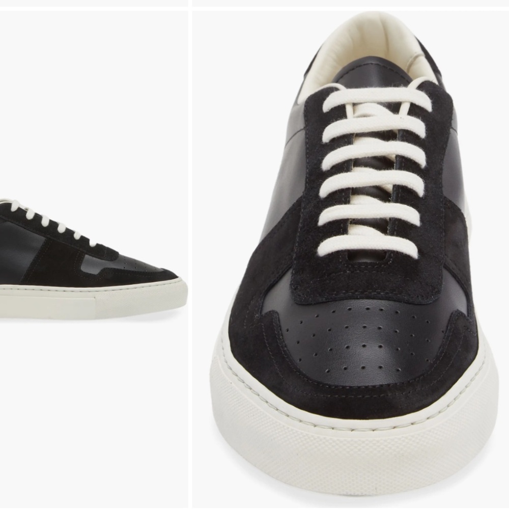 Common Projects B-Ball Summer Duo Leather Low Top Sneaker, Black, Size 43
